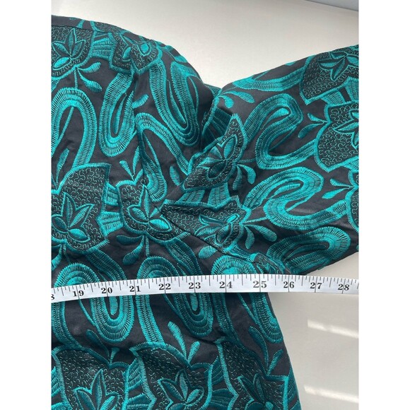 Draper & Damons 2X Exquisite Emerald Green Black All Embroidered Jacket - Picture 9 of 9